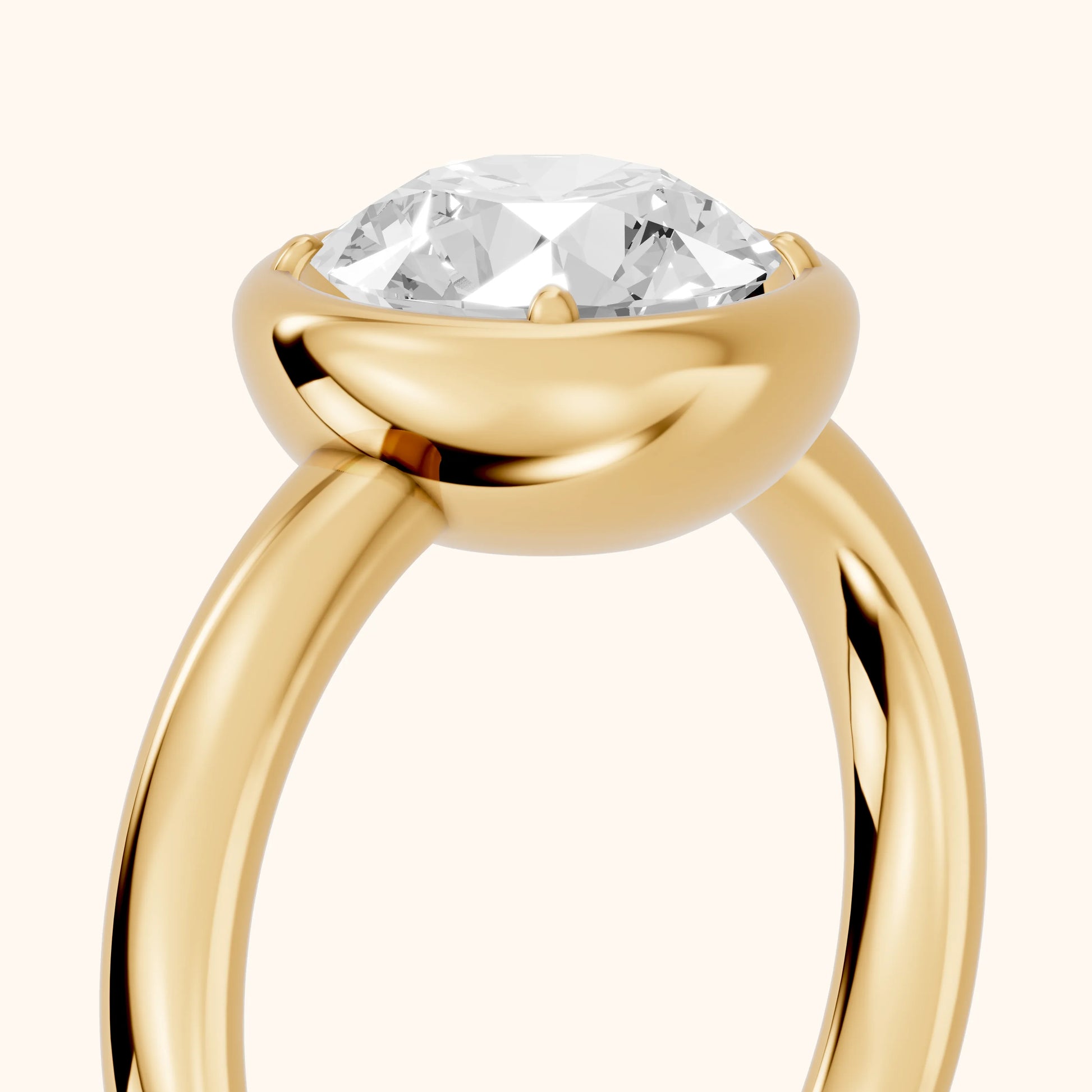 Alina Bezel Solitaire Round Diamond Ring in Yellow Gold - slant-view.webp