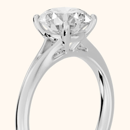 Melanie Solitaire Split Shank Round Diamond Engagement Ring in Silver - slant-view.webp
