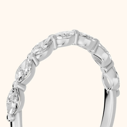 Corina Shared Prong Marquise Diamond Half Eternity Band in Platinum - slant-view