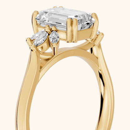 Cary Vine Cluster Emerald Diamond Engagement Ring in Yellow Gold - slant-view.webp