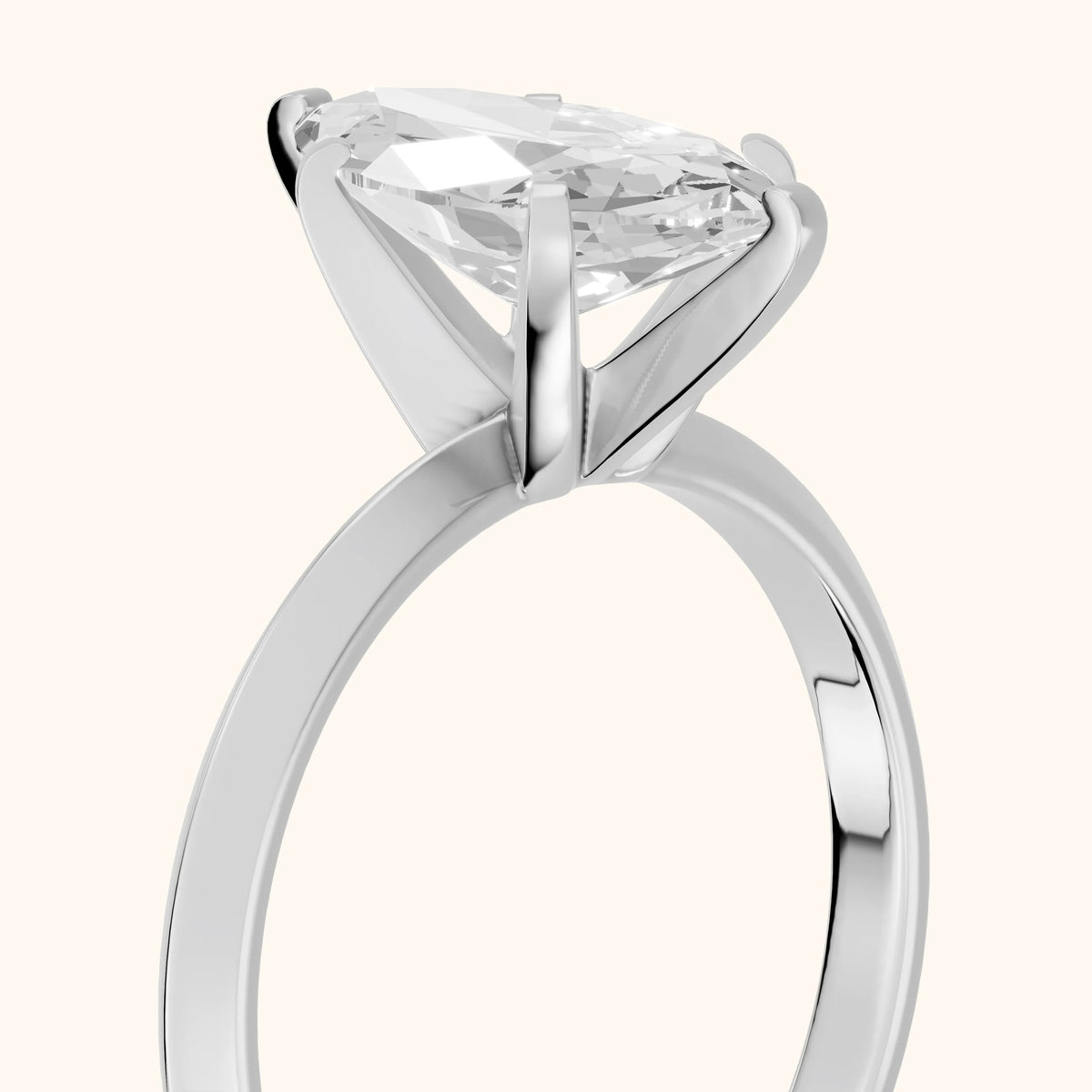 Verity Solitaire Knife Edge Marquise Diamond Engagement Ring in Silver - slant-view.webp