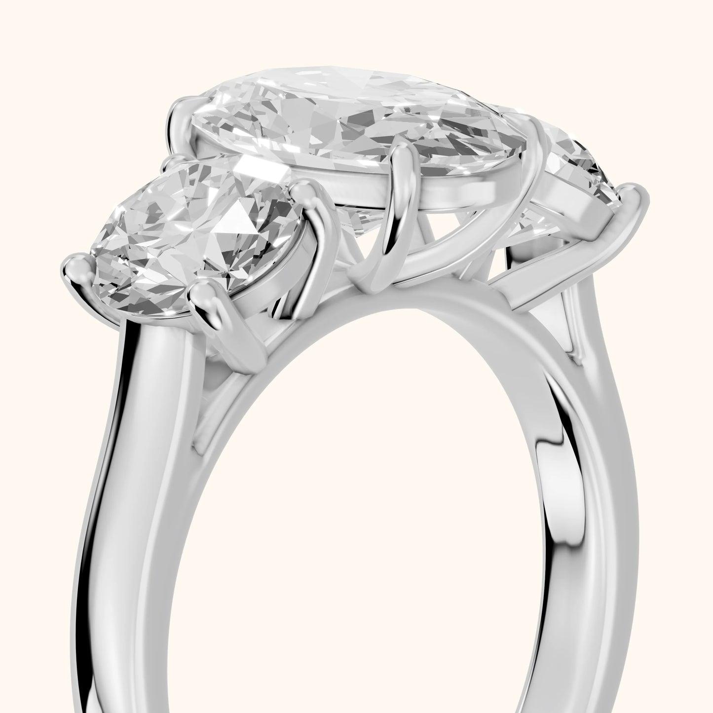 Esme Three-Stone Tapered Oval Diamond Ring in Silver - slant-view.webp