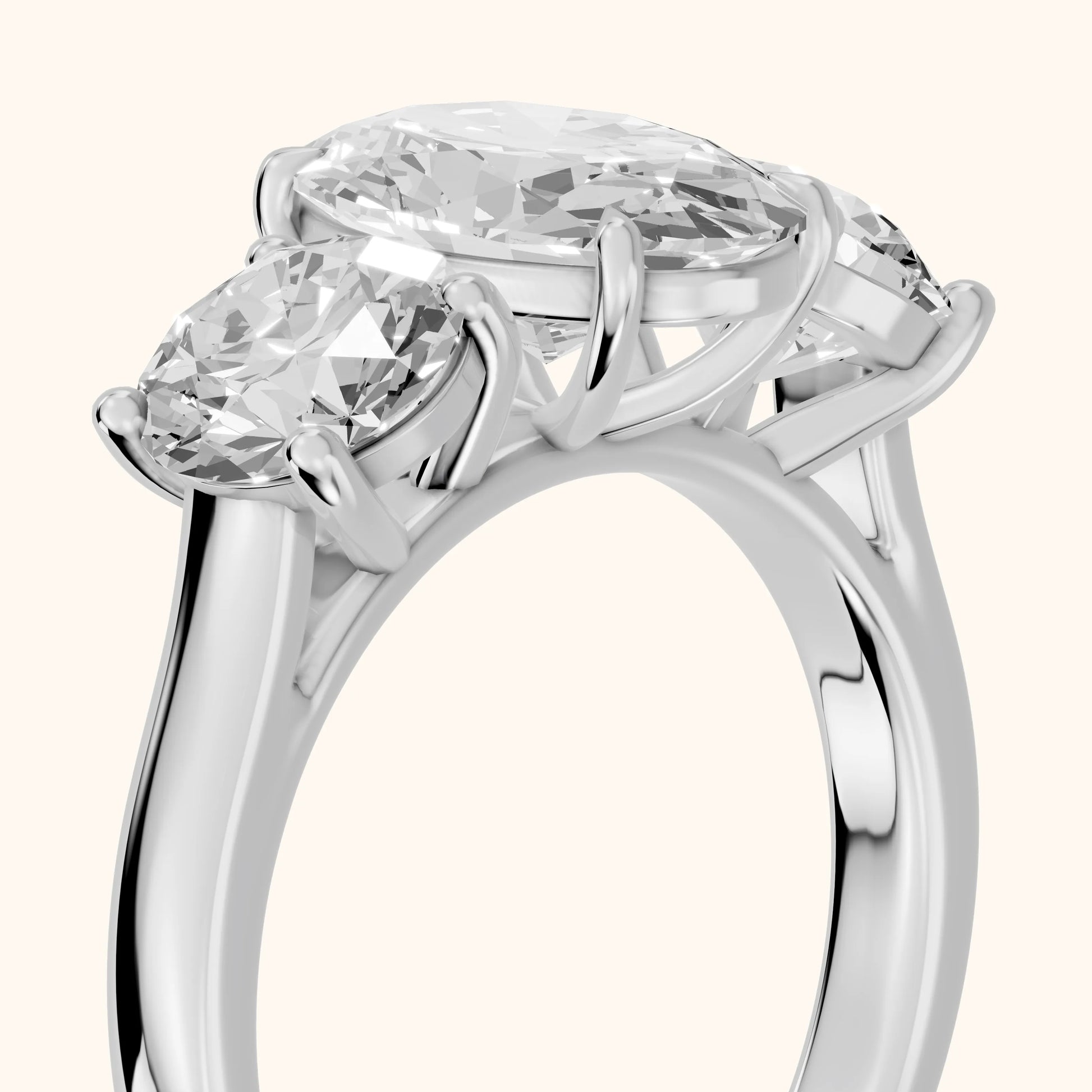 Esme Three-Stone Tapered Oval Diamond Ring in Silver - slant-view.webp
