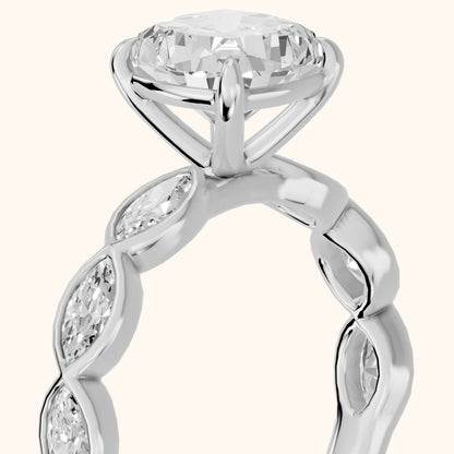 Bonnie Vine Bezel Cushion Diamond Engagement Ring in Silver - slant-view.webp