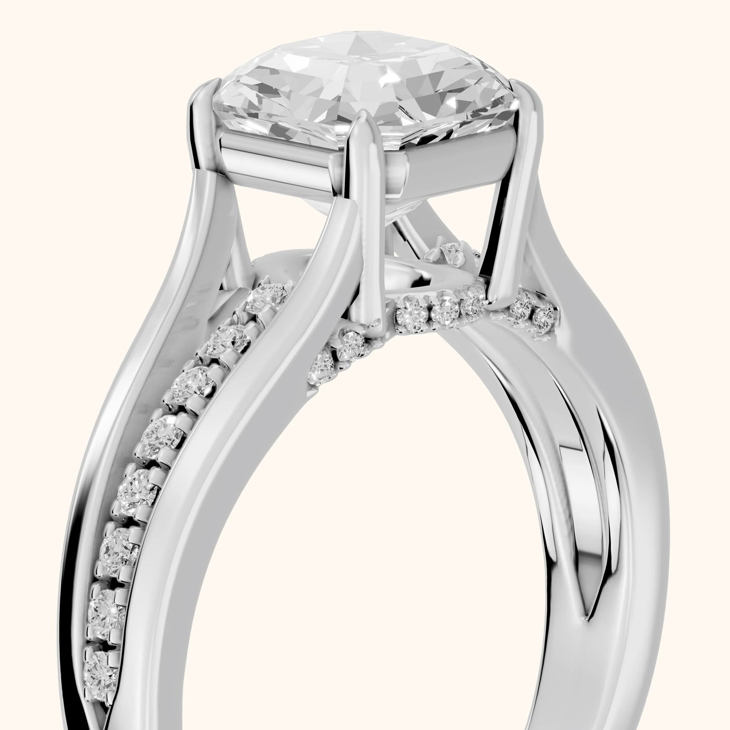 Scarlett Split Shank Pavé Asscher Diamond Ring in Silver - slant-view.webp