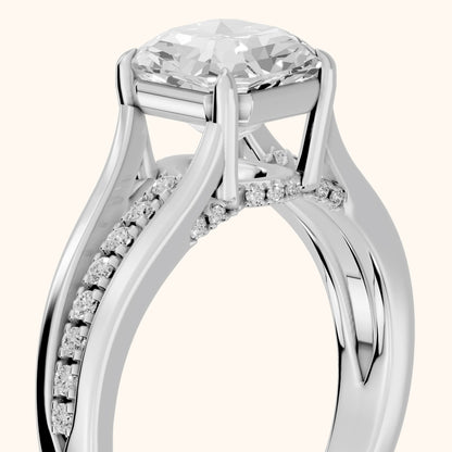 Scarlett Split Shank Pavé Asscher Diamond Ring in Silver - slant-view.webp