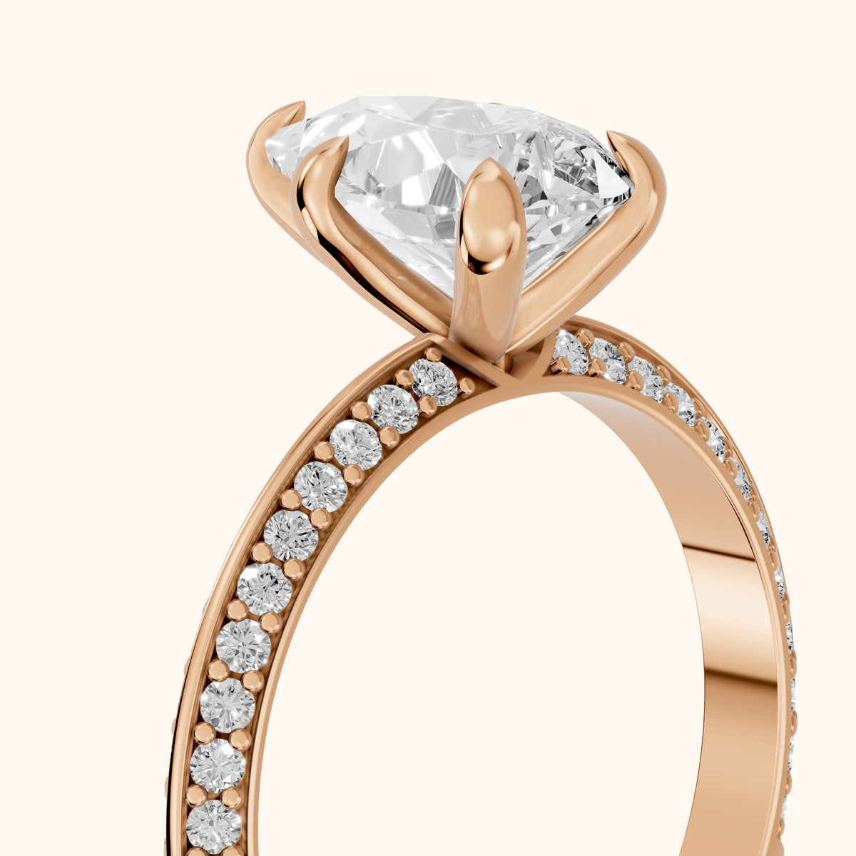 Meredith Knife Edge Pavé Pear Diamond Engagement Ring in Rose Gold - slant-view.webp