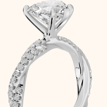 Petra Twist Pavé Heart Diamond Engagement Ring in Silver - slant-view.webp