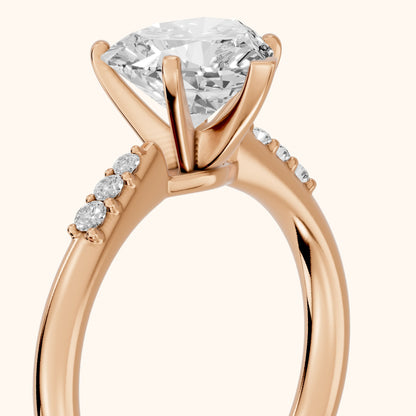 Aveline Flush-Set Heart Diamond Engagement Ring in Rose Gold - slant-view.webp