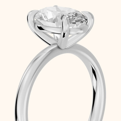 Rowan Basket Solitaire Oval Diamond Engagement Ring in Silver - slant-view.webp