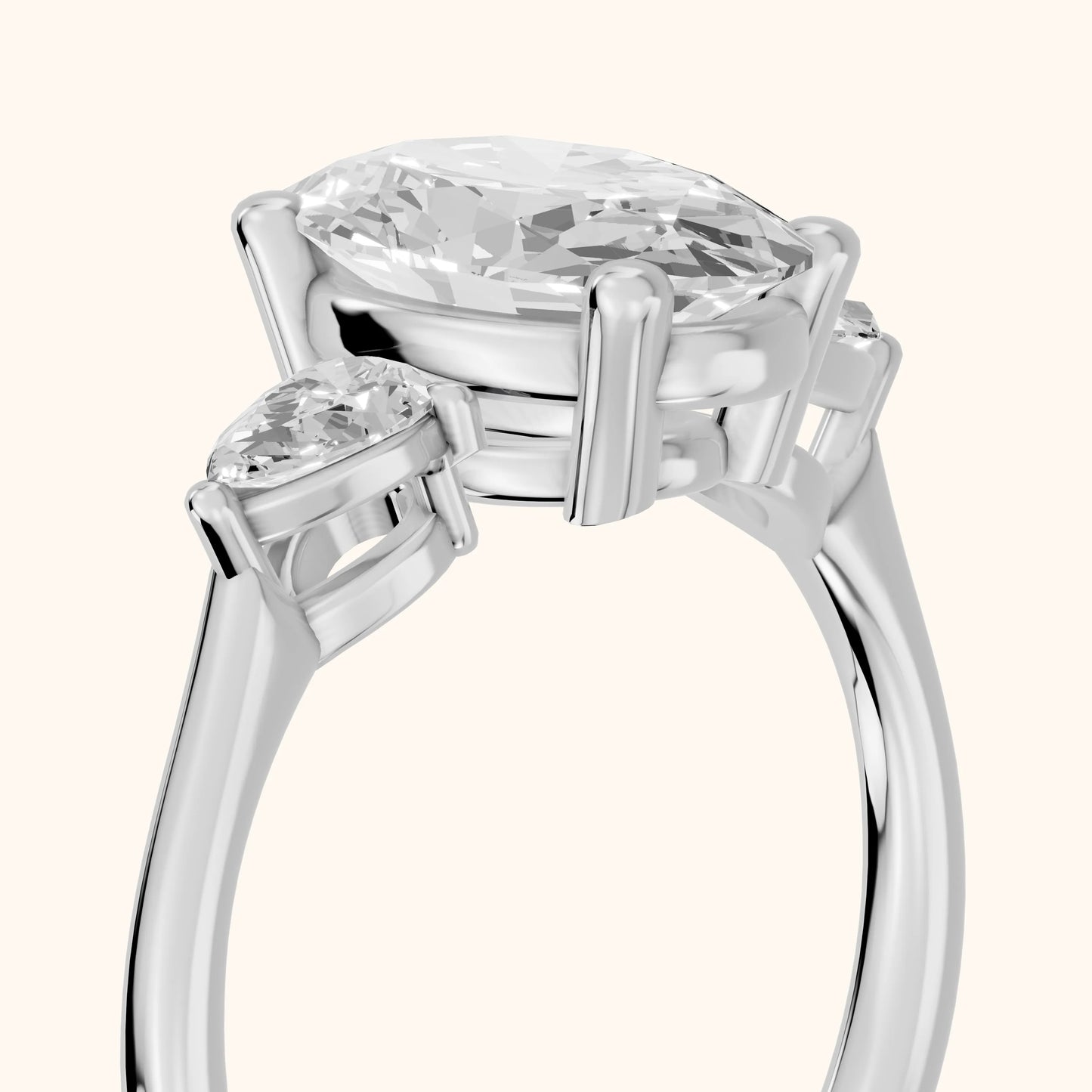 Faye Three-Stone Trellis Oval Diamond Ring in Silver - slant-view.webp