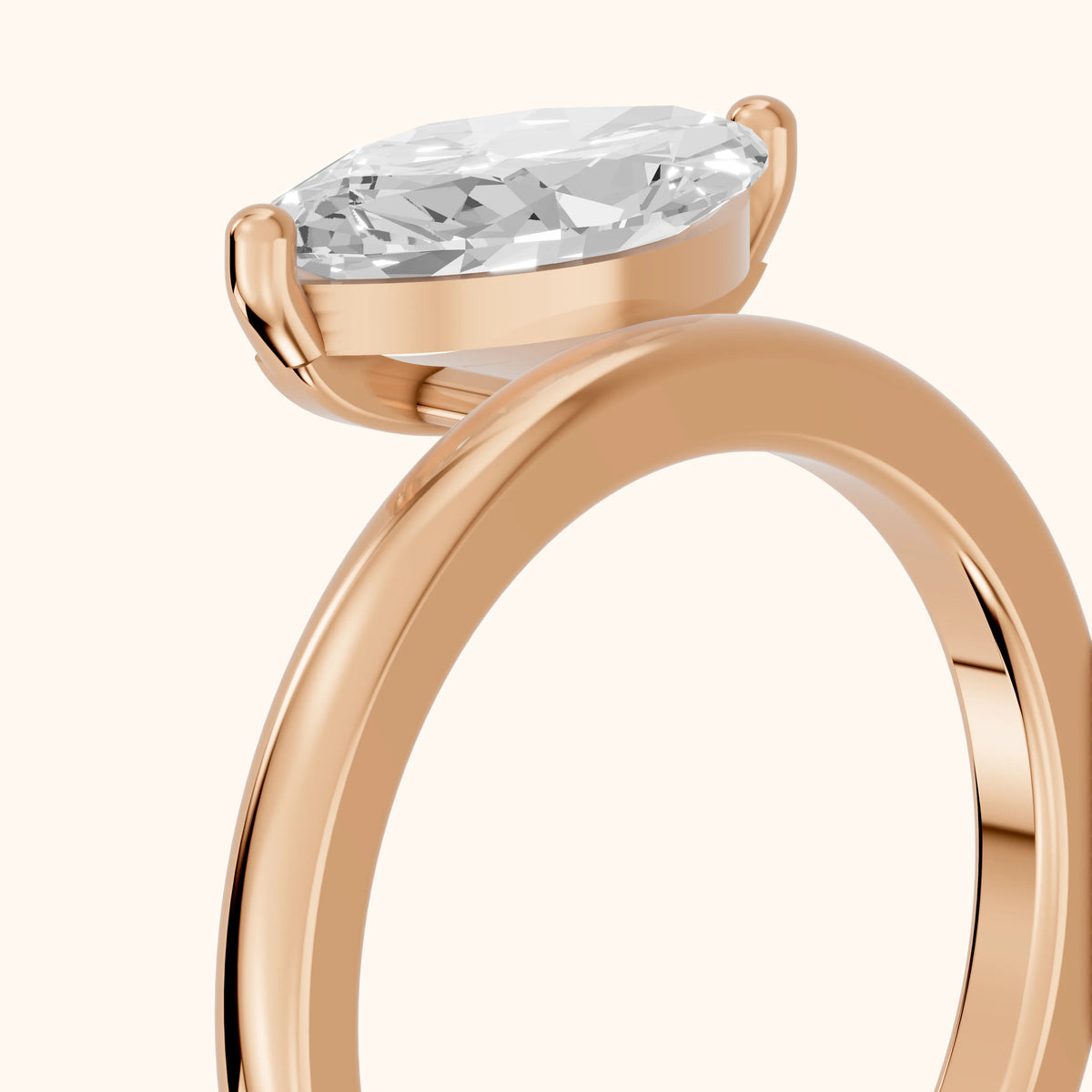 Maisie Four Prong Solitaire Marquise Diamond Engagement Ring in Rose Gold - slant-view.webp