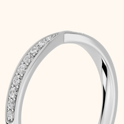 Tosca Tapered Riviera Round Diamond Half Eternity Band in Platinum - slant-view