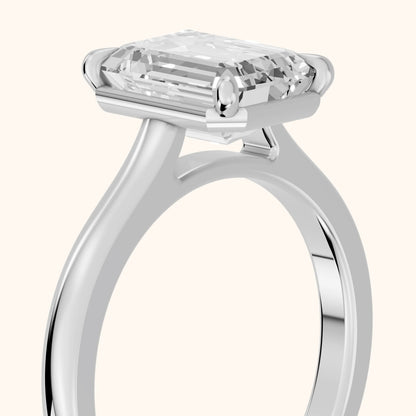 Ashland Basket Solitaire Emerald Diamond Engagement Ring in Silver - slant-view.webp