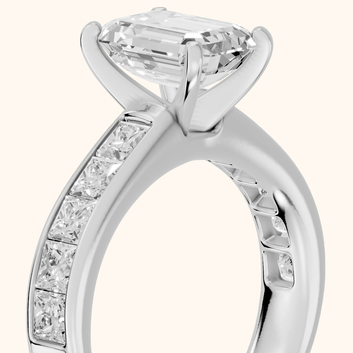 Sonoma Wide Band Channel Set Emerald Diamond Engagement Ring in White Gold - slant-view.webp