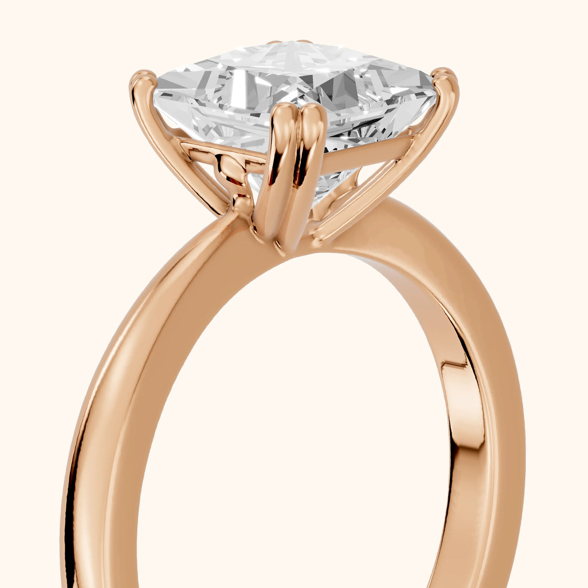 Lorelei Solitaire Princess Diamond Engagement Ring in Rose Gold - slant-view.webp
