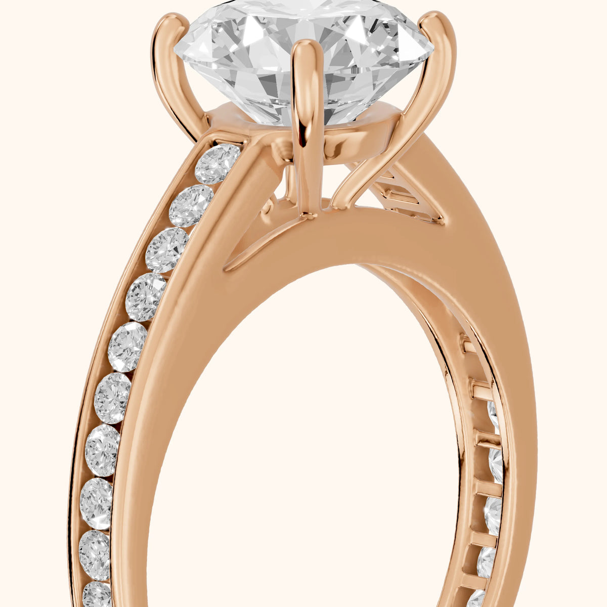 Dana Channel Set Round Diamond Engagement Ring in Rose Gold - slant-view.webp