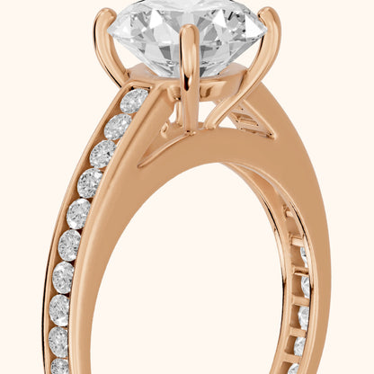 Dana Channel Set Round Diamond Engagement Ring in Rose Gold - slant-view.webp