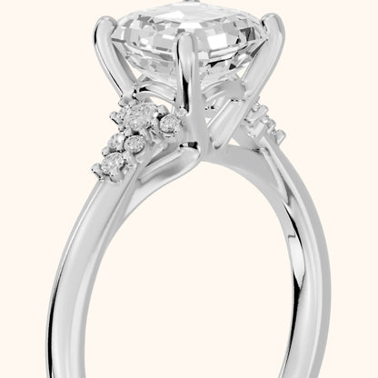 Vail Starburst Cluster Asscher Diamond Engagement Ring in Platinum - slant-view.webp
