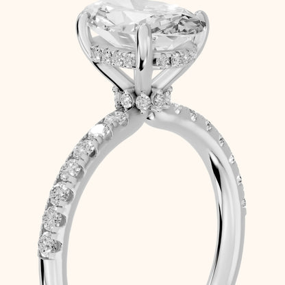 Nessa Hidden Halo Pavé Oval Diamond Engagement Ring in White Gold - slant-view.webp