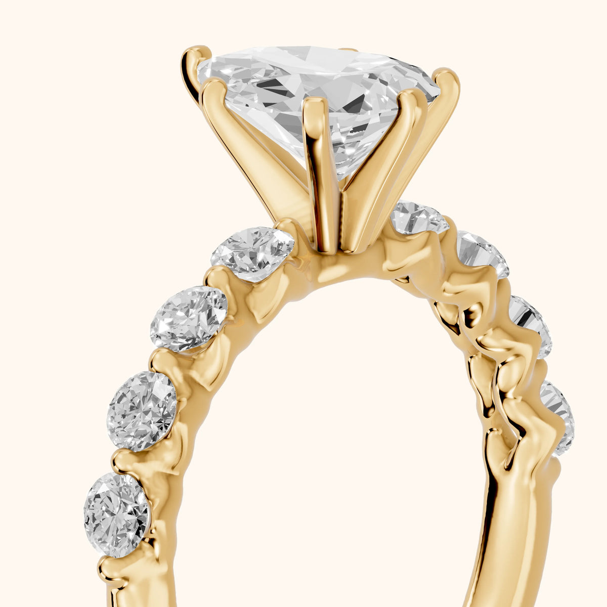 Maura Beaded Statement Pear Diamond Engagement Ring in Yellow Gold - slant-view.webp