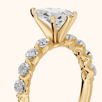 Maura Beaded Statement Pear Diamond Engagement Ring in Yellow Gold - slant-view.webp