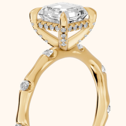 Liv Hidden Halo Asscher Diamond Engagement Ring in Yellow Gold - slant-view.webp