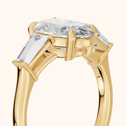 Layla Tapered Baguette Oval Diamond Ring in Yellow Gold - slant-view.webp