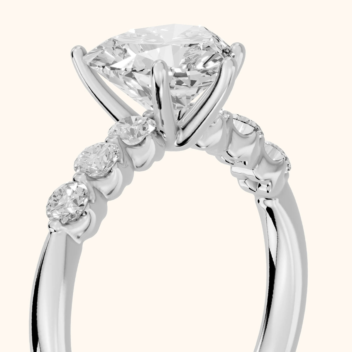 Vienna Floating Five-Stone Heart Diamond Engagement Ring in Silver - slant-view.webp