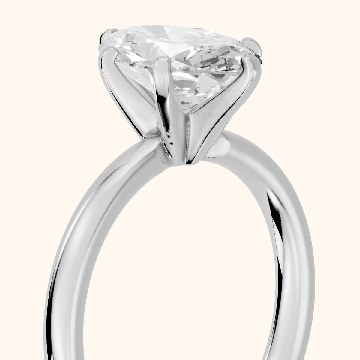 Kezia Dome Solitaire Oval Diamond Engagement Ring in Silver - slant-view.webp