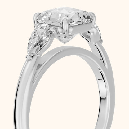 Phoebe Three-Stone Radiant Diamond Ring in Silver - slant-view.webp