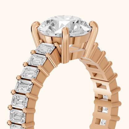 Mallory Shared Prong Round Diamond Engagement Ring in Rose Gold - slant-view.webp