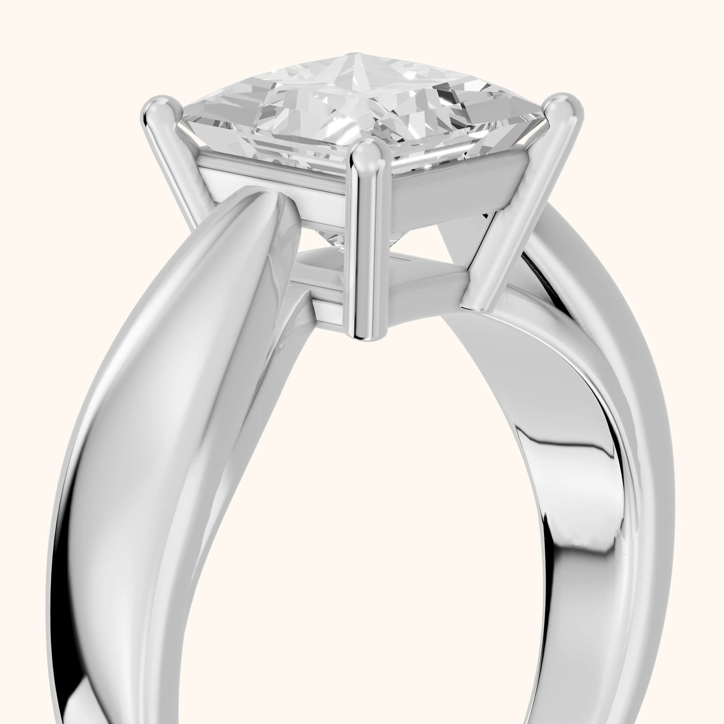 Talia Solitaire Twist Princess Diamond Engagement Ring in Silver - slant-view.webp