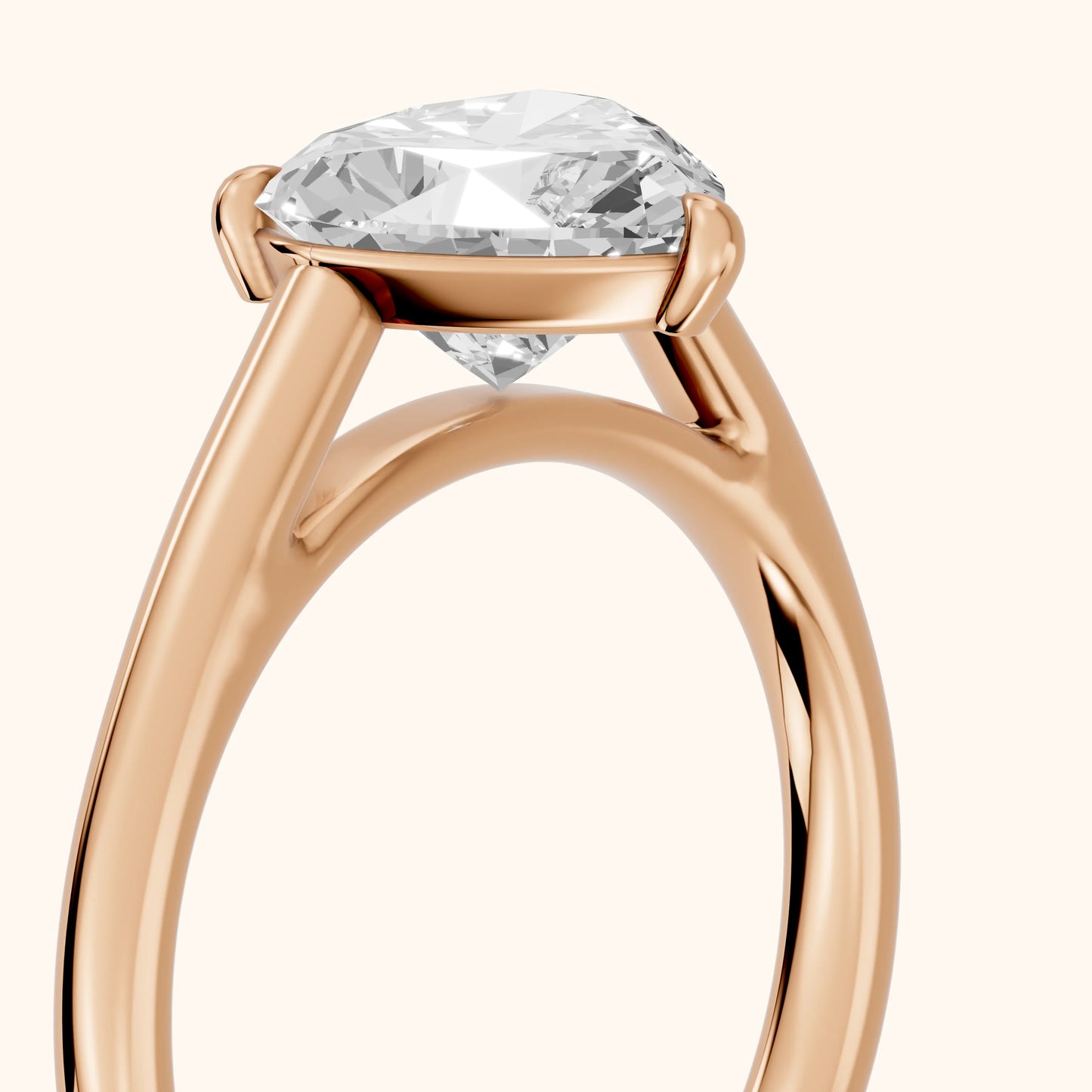 Sadie Cathedral Solitaire Heart Diamond Ring in Rose Gold - slant-view.webp