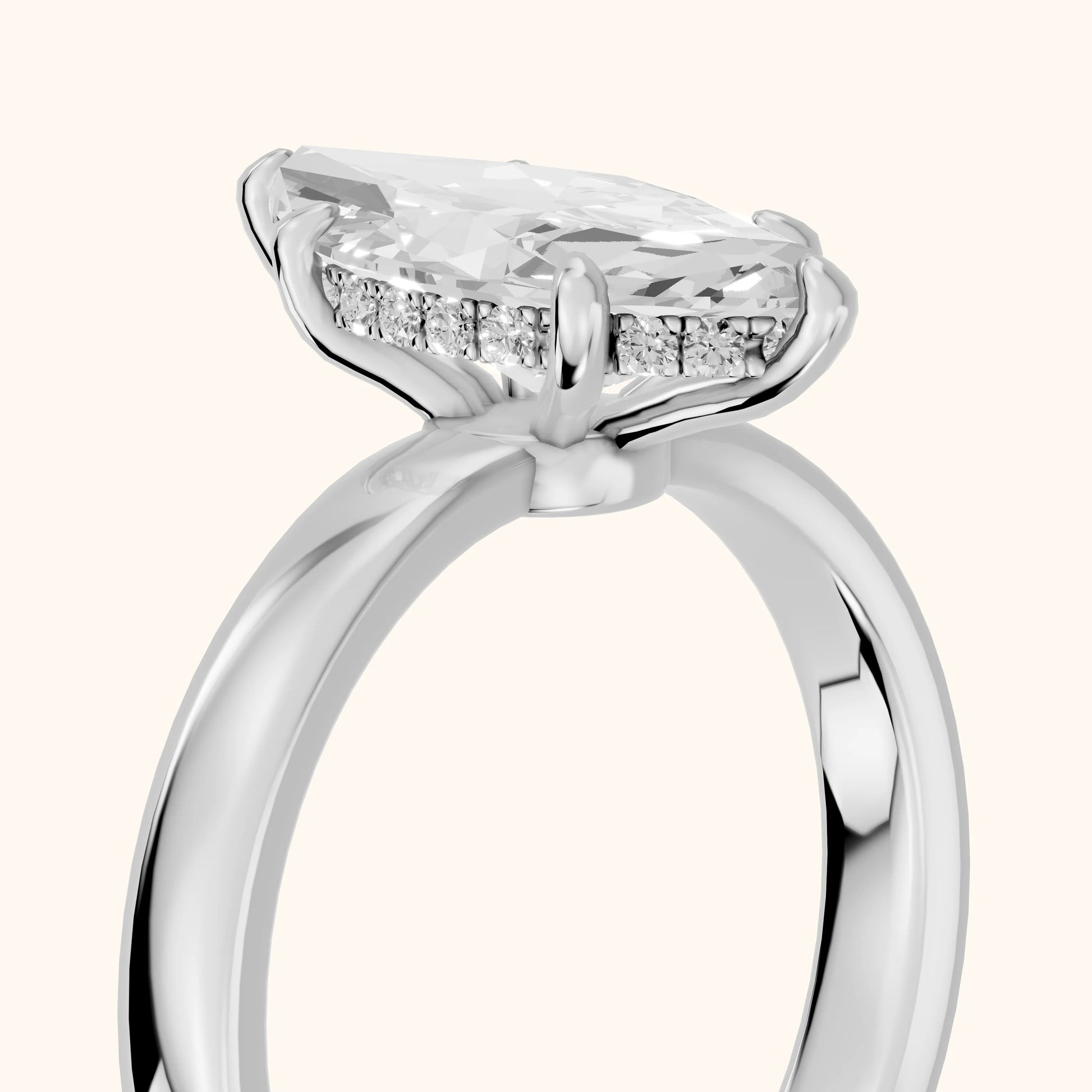 Lara Hidden Halo Marquise Diamond Engagement Ring in Silver - slant-view.webp