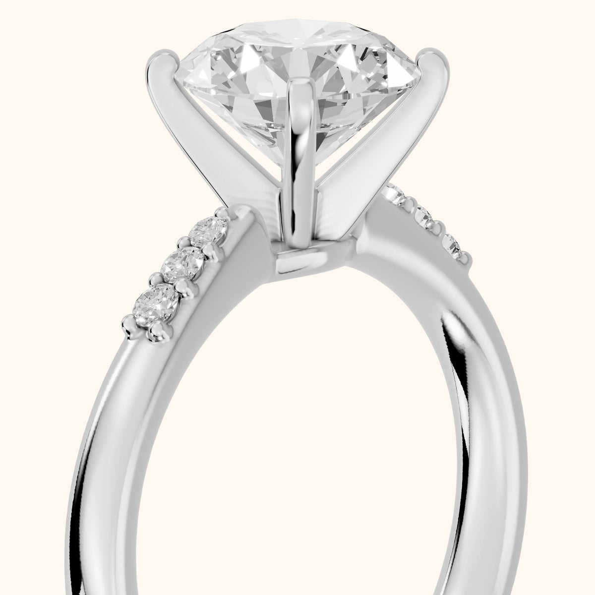 Eugenie Flush-Set Round Diamond Engagement Ring in Platinum - slant-view.webp