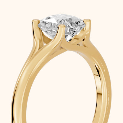 Nell Split Shank Solitaire Asscher Diamond Engagement Ring in Yellow Gold - slant-view.webp