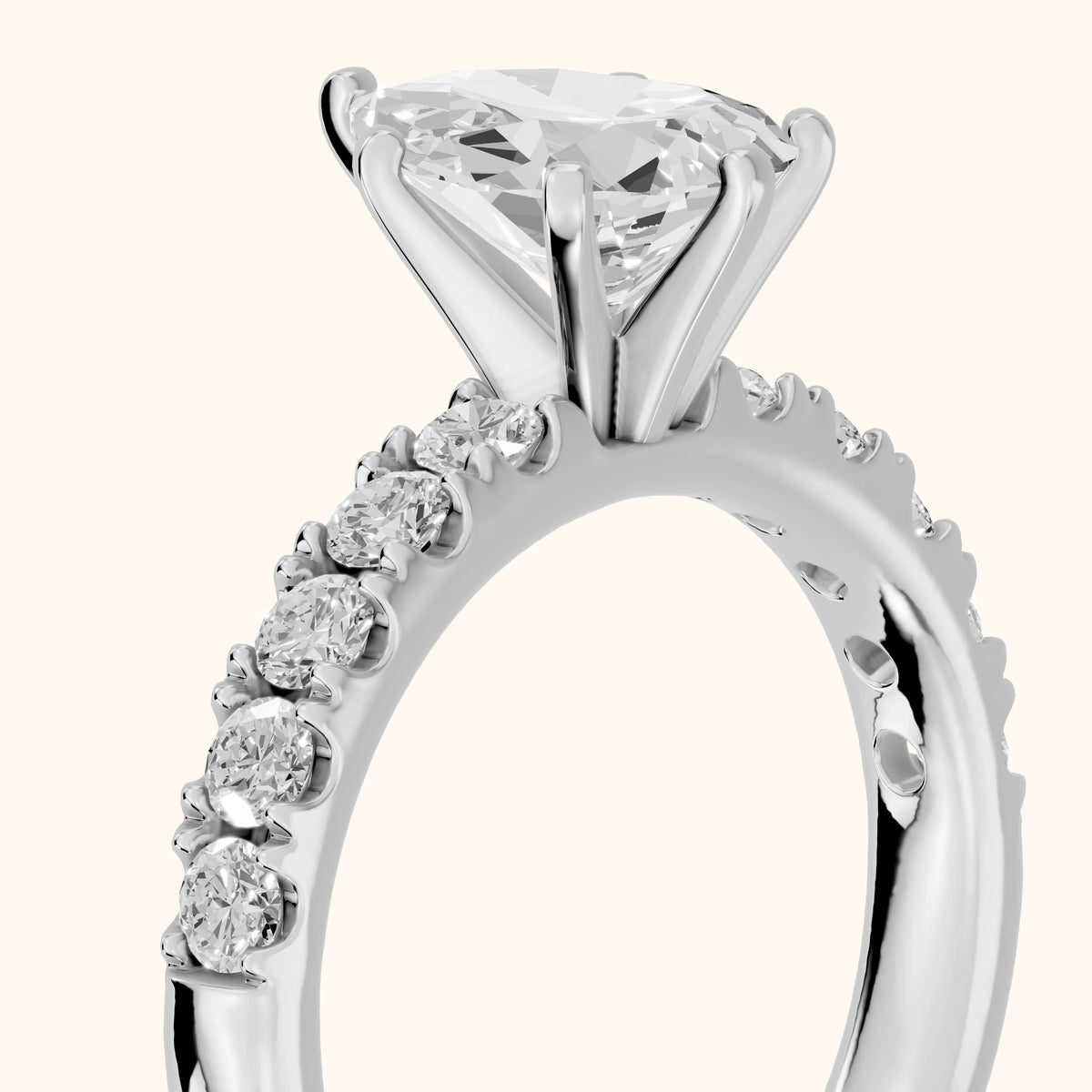 Alix Statement Pavé Pear Diamond Engagement Ring in White Gold - slant-view.webp