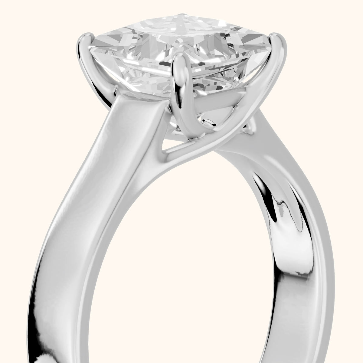 Bristol Trellis Solitaire Princess Diamond Engagement Ring in Silver - slant-view.webp