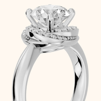 Tina Milgrain Halo Round Diamond Engagement Ring in White Gold - slant-view.webp