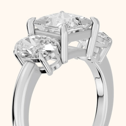 Lila Three-Stone Princess Diamond Ring in Silver - slant-view.webp