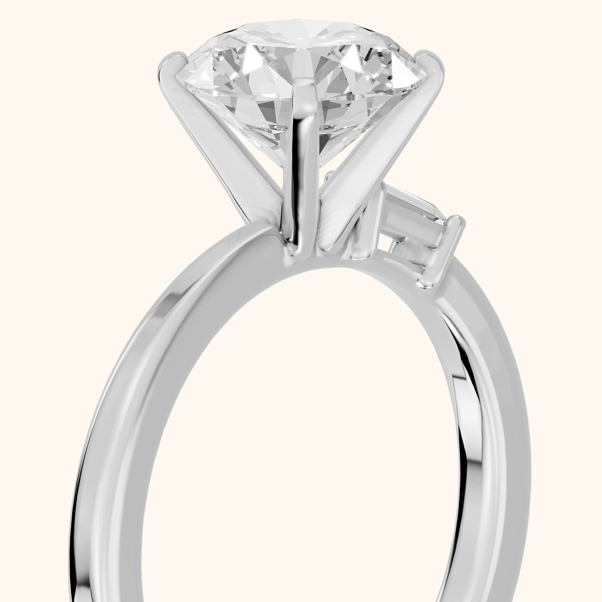 Donatella Baguette Round Diamond Engagement Ring in Silver - slant-view.webp