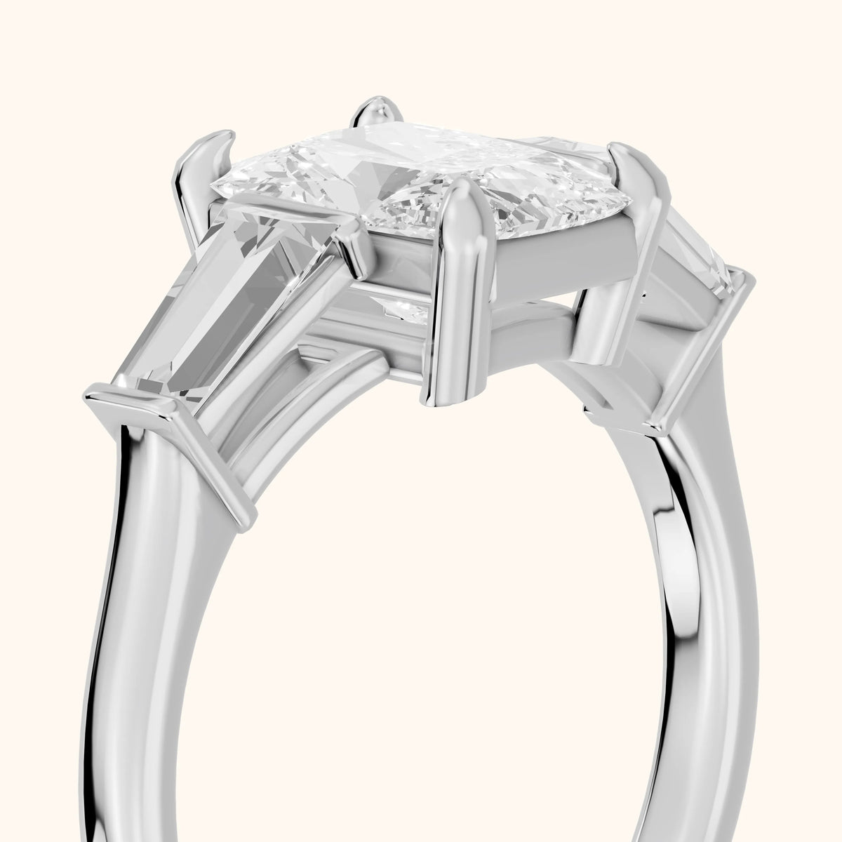Layla Tapered Baguette Radiant Diamond Engagement Ring in Platinum - slant-view.webp