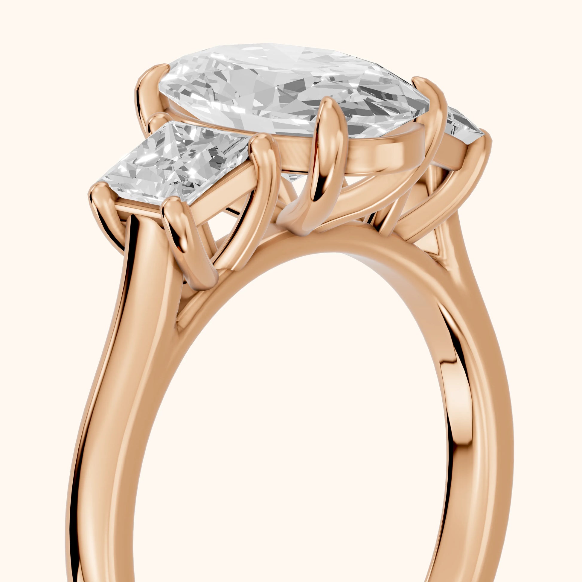 Sienna Three-Stone Oval Diamond Ring in Rose Gold - slant-view.webp