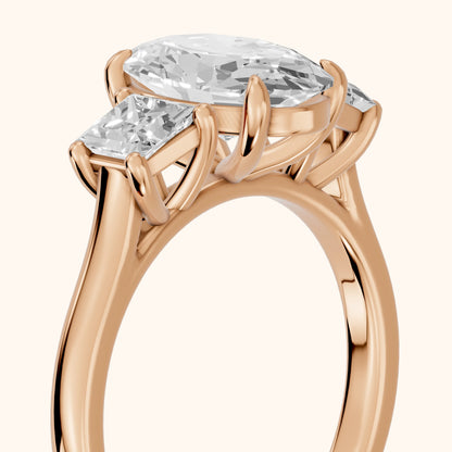 Sienna Three-Stone Oval Diamond Ring in Rose Gold - slant-view.webp