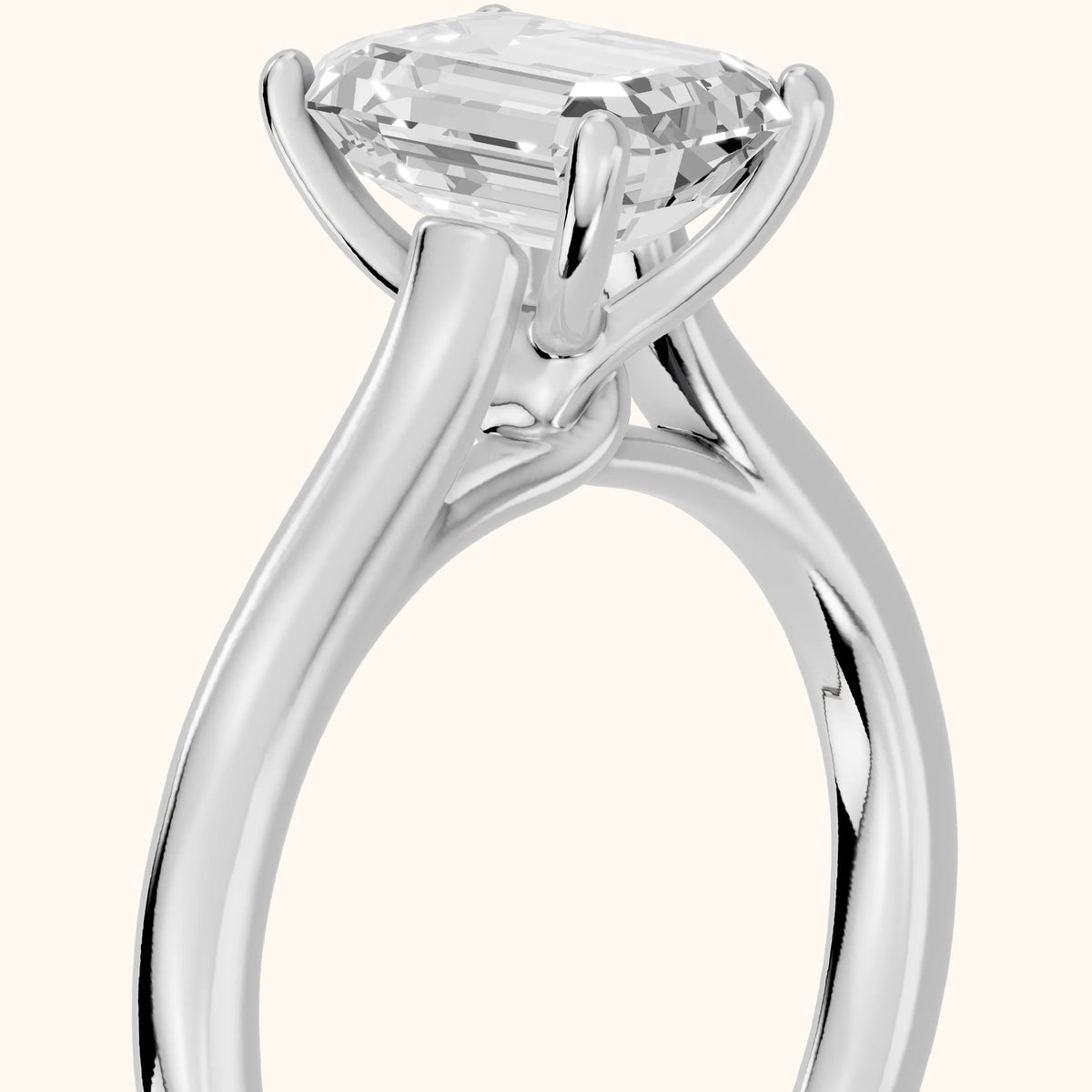 Emeline Solitaire Cathedral Emerald Diamond Engagement Ring in Platinum - slant-view.webp