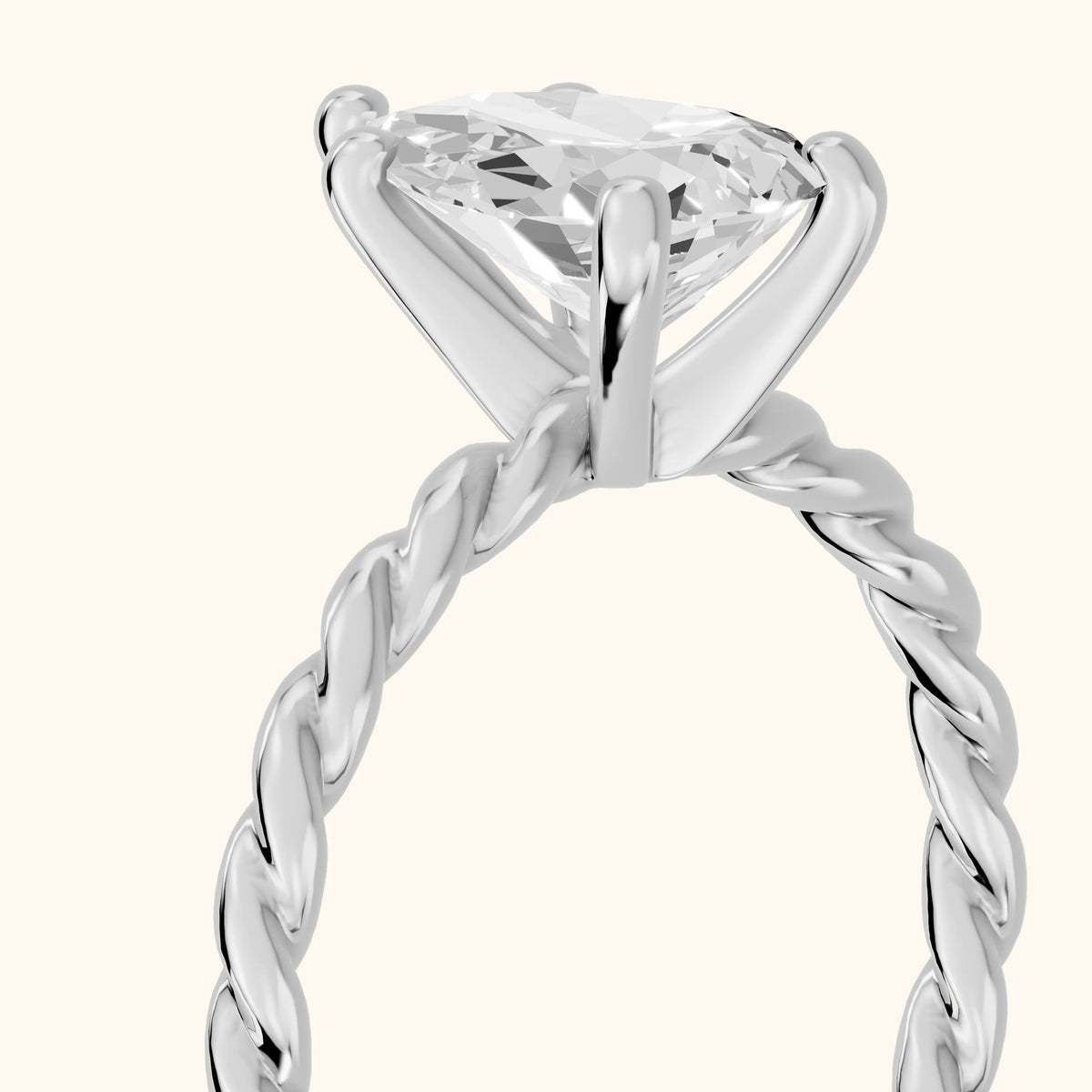 Robyn Twist Solitaire Pear Diamond Engagement Ring in Silver - slant-view.webp
