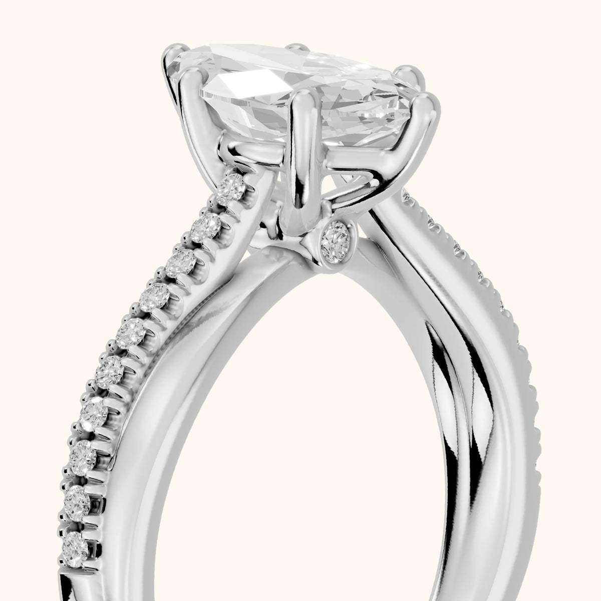 Loma Bypass Pavé Marquise Diamond Engagement Ring in White Gold - slant-view.webp