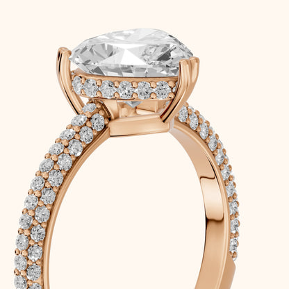 Violet Hidden Halo Pavé Heart Diamond Ring in Rose Gold - slant-view.webp