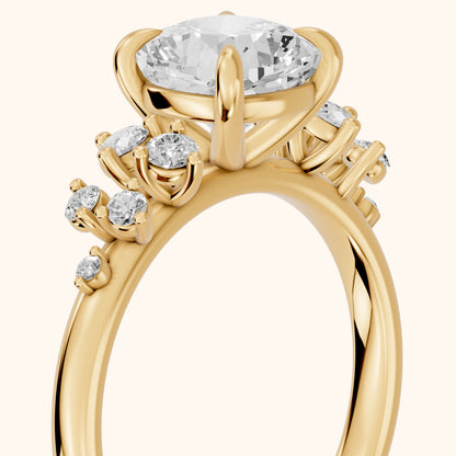Mirabelle Cluster Cushion Diamond Engagement Ring in Yellow Gold - slant-view.webp